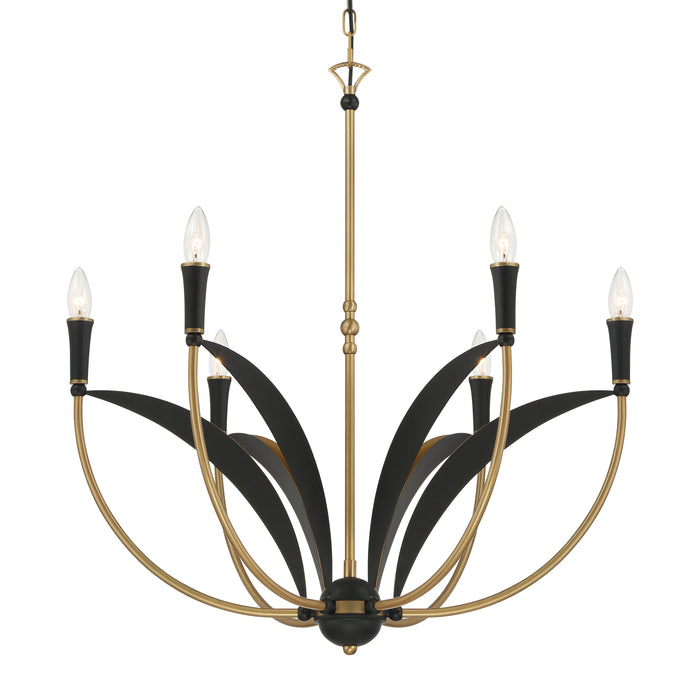 Miller 6-Light Chandelier - Legacy Brass and Sand Coal Black - Minka-Lavery