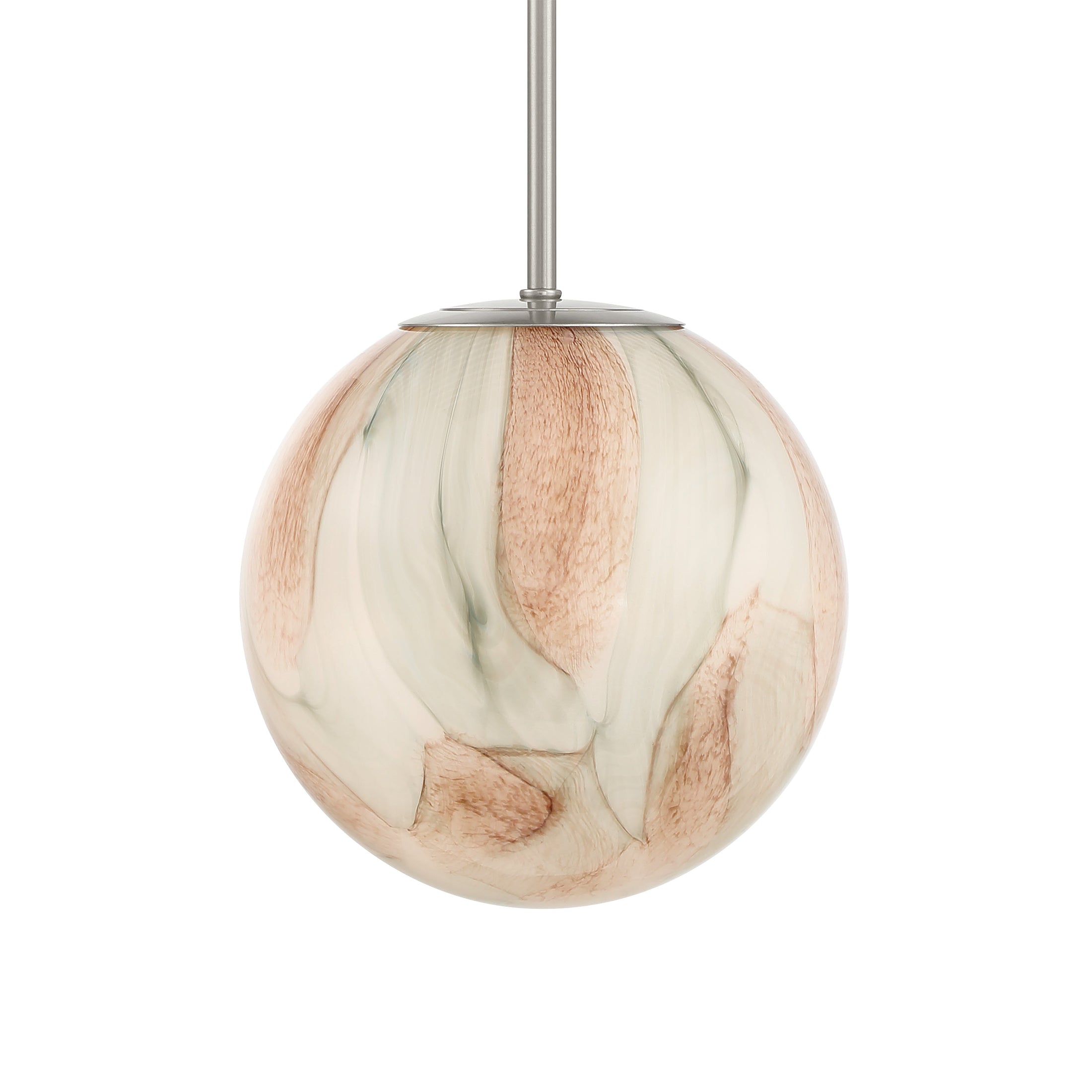 Desert 1-Light Pendant - Brushed Nickel with Amber Swirl Glass - Minka-Lavery