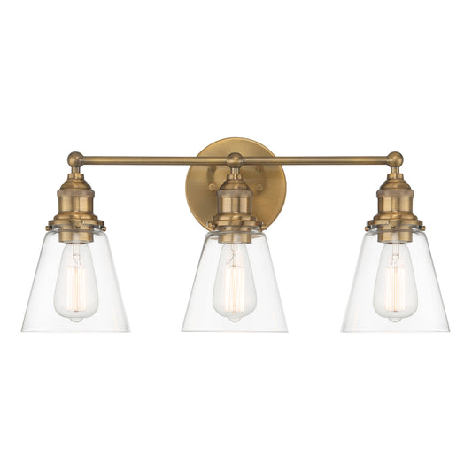 Barwell 3 Light Vanity in Oxidized Aged Brass Finish with Clear Glass - Minka-Lavery