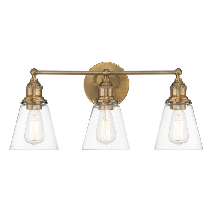 Barwell 3 Light Vanity in Oxidized Aged Brass Finish with Clear Glass - Minka-Lavery