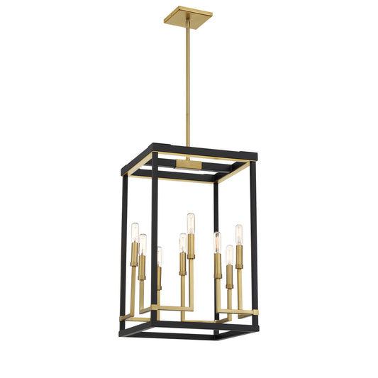 UNION ESTATES 8 Light Pendant in Coal and Soft Brass Finish - Minka-Lavery