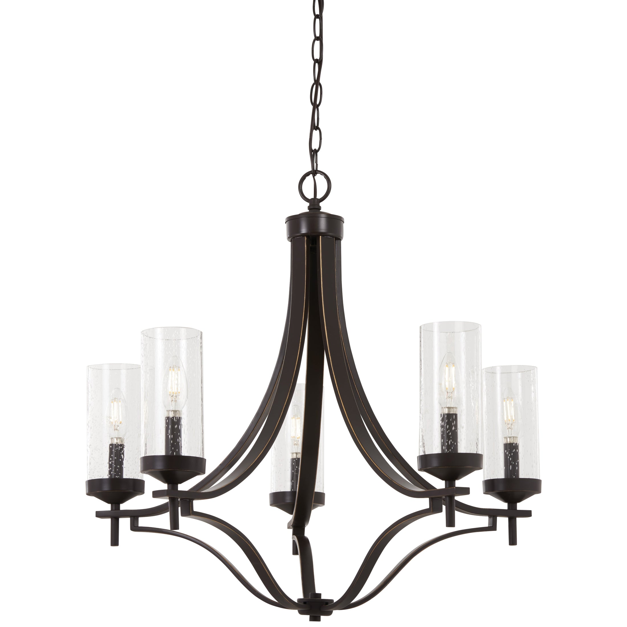 Elyton 5 Light Chandelier in Downtown Bronze Finish with Gold Highlights with Clear Seeded Glass - Minka-Lavery