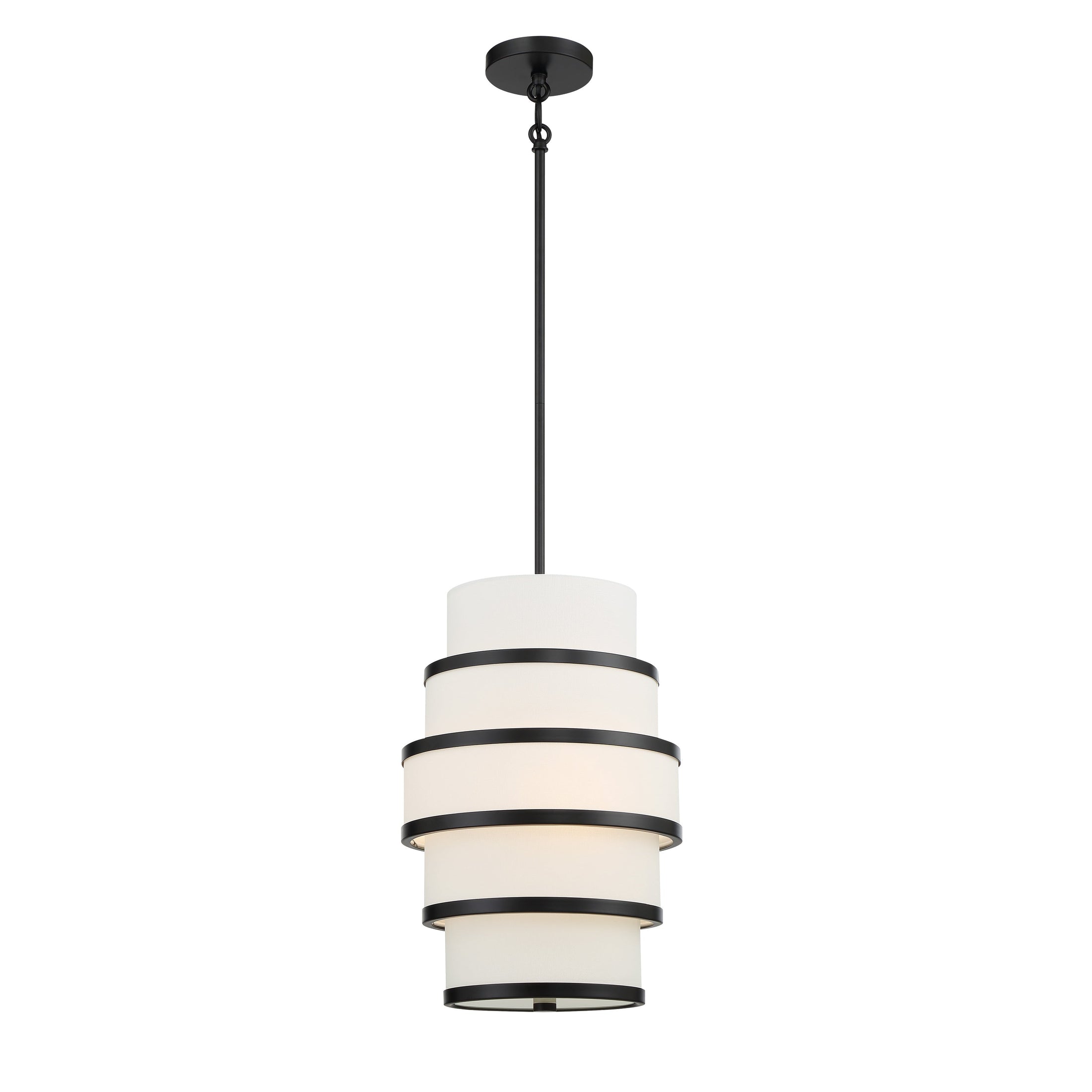 Cascade 3 Light Pendant in Coal Finish with White Linen Shade - Minka-Lavery