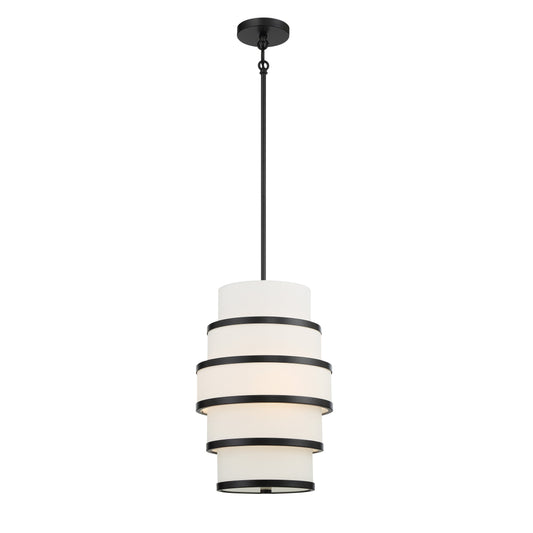 Cascade 3 Light Pendant in Coal Finish with White Linen Shade - Minka-Lavery