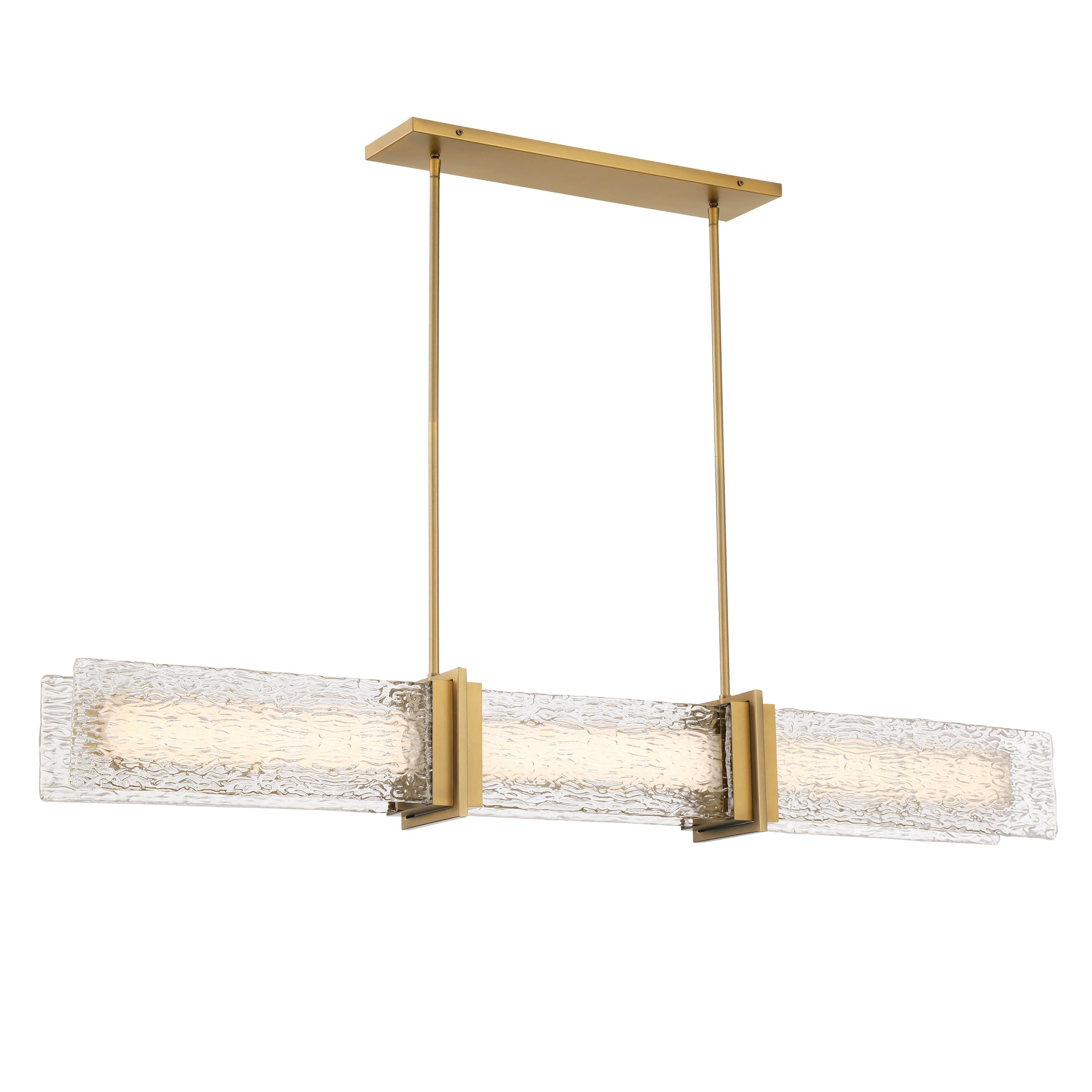 Lumina LED Island Light - Legacy Brass with Clear Textured Glass - Minka-Lavery