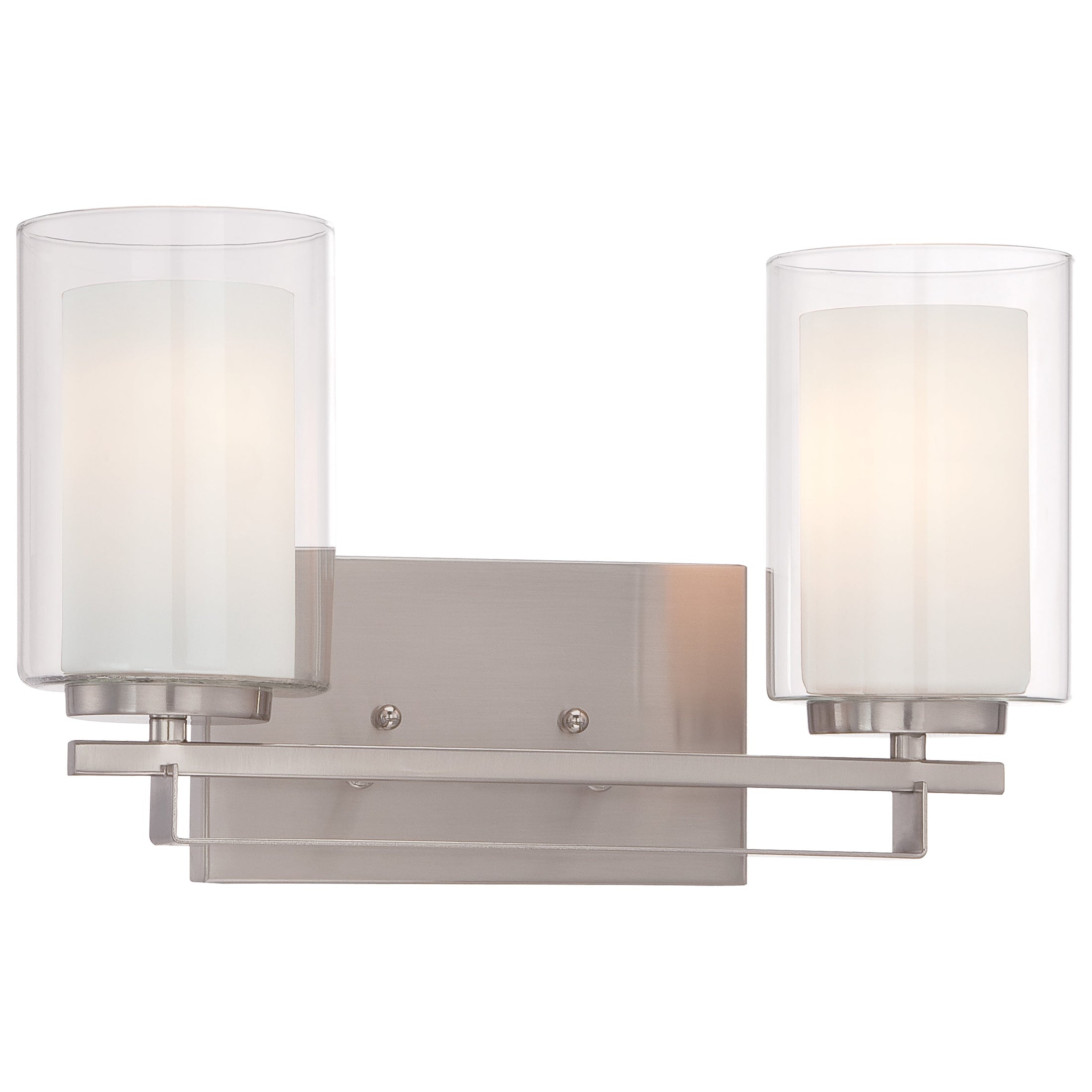 Parsons Studio 2 Light Bath in Brushed Nickel Finish with Clear and Etched White Glass - Minka-Lavery