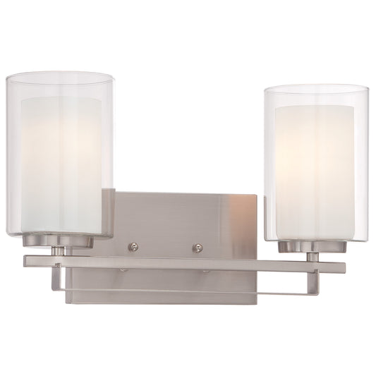 Parsons Studio 2 Light Bath in Brushed Nickel Finish with Clear and Etched White Glass - Minka-Lavery