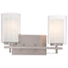 Parsons Studio 2 Light Bath in Brushed Nickel Finish with Clear and Etched White Glass - Minka-Lavery