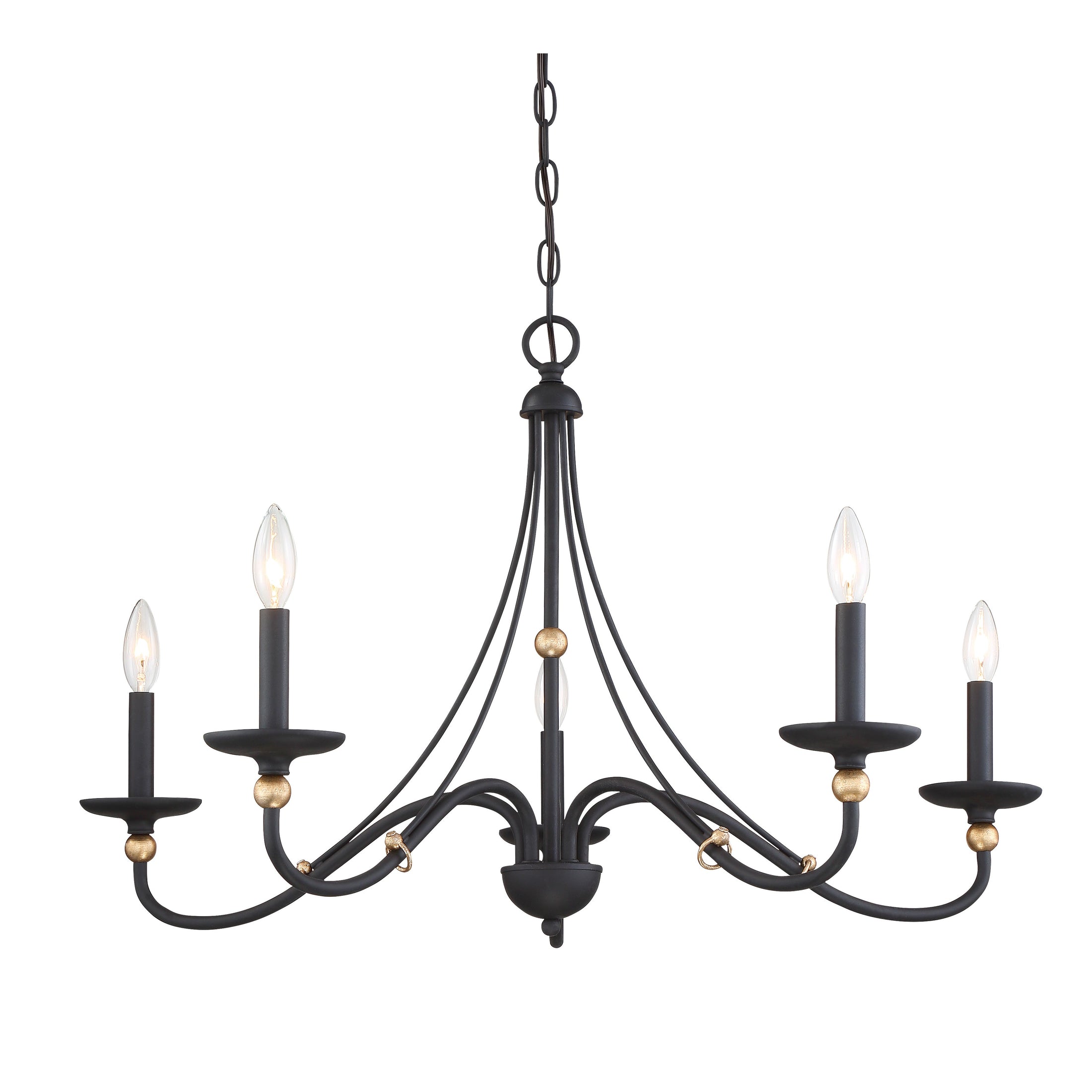Westchester County 5 Light 34" Chandelier in Sand Coal with Skyline Gold Leaf - Minka-Lavery