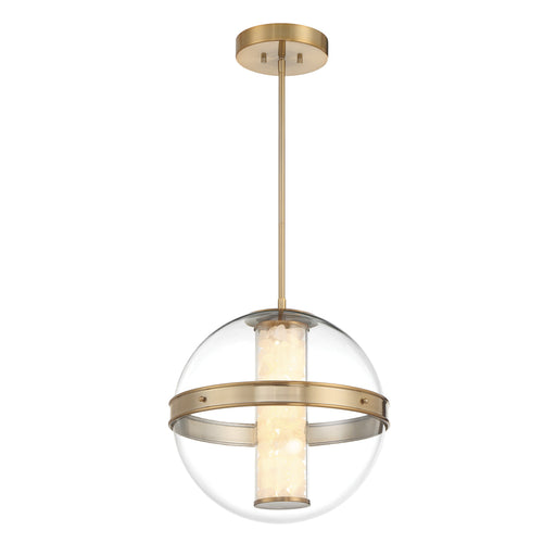 Divinely Small LED Pendant in Celeste Brass finish with Quartz Crystalline - Minka-Lavery