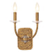 Atella 2 Light Wall Sconce in Ashen Gold with Hammered Arms and Back Plate and Clear Faceted Crystal Accent Bobeche - Minka-Lavery
