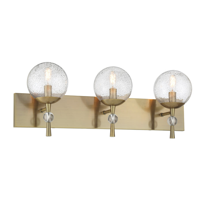 POPULUXE 3 Light Bath Lamp in Oxidized Aged Brass Finish with Clear Volcanic Glass - Minka-Lavery
