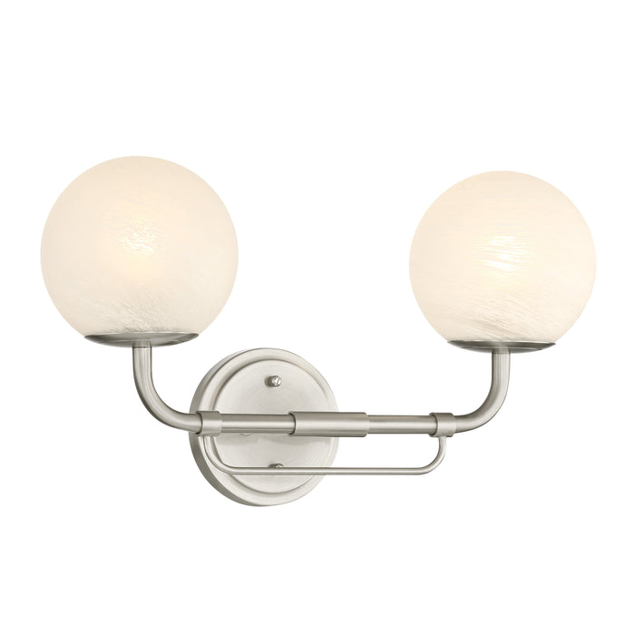 Whitehall 2-Light Vanity - Brushed Nickel with Etched Alabaster Glass - Minka-Lavery
