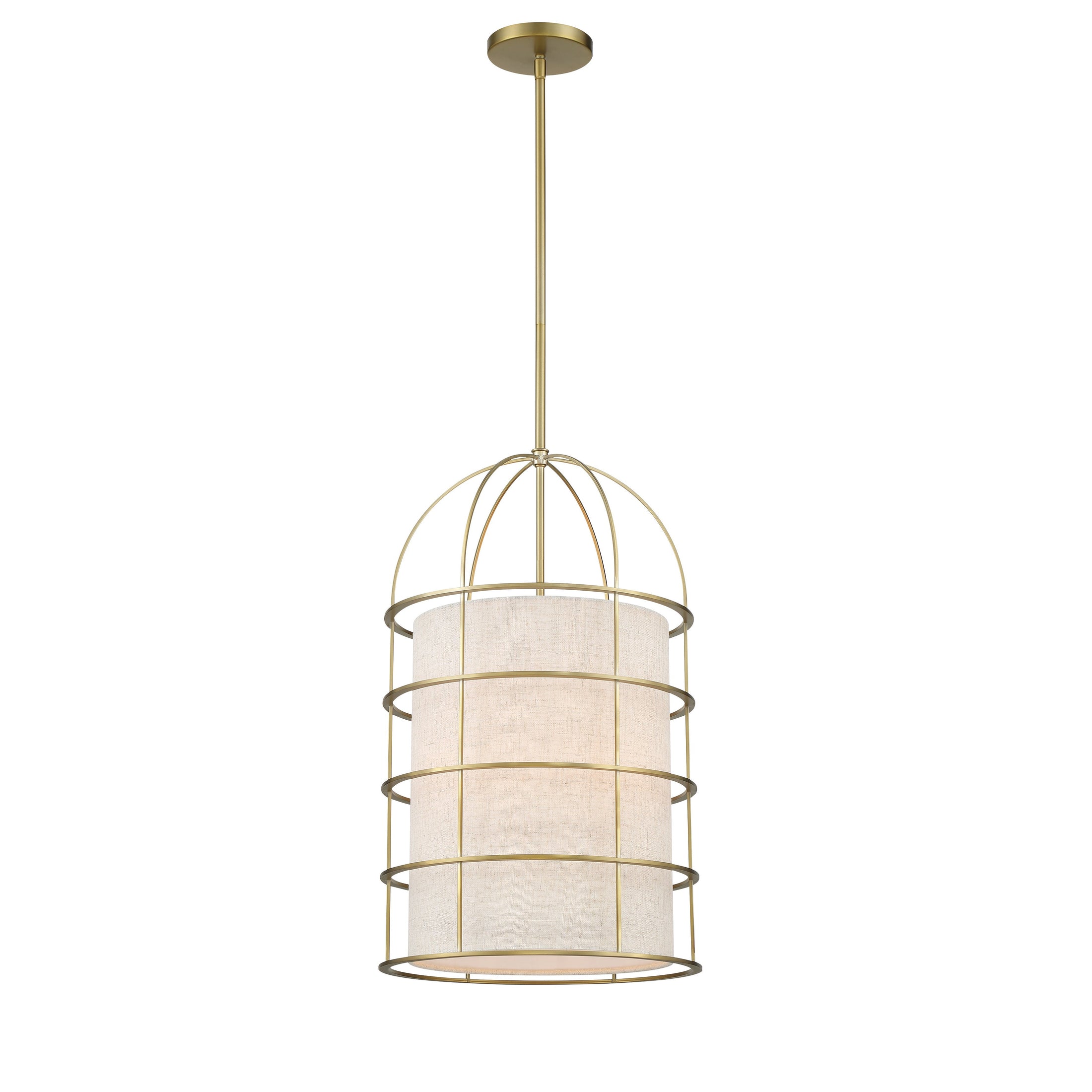 Gateway Park 4 Light Pendant in Soft Brass Finish with Oatmeal Shade - Minka-Lavery