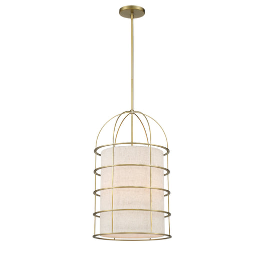 Gateway Park 4 Light Pendant in Soft Brass Finish with Oatmeal Shade - Minka-Lavery