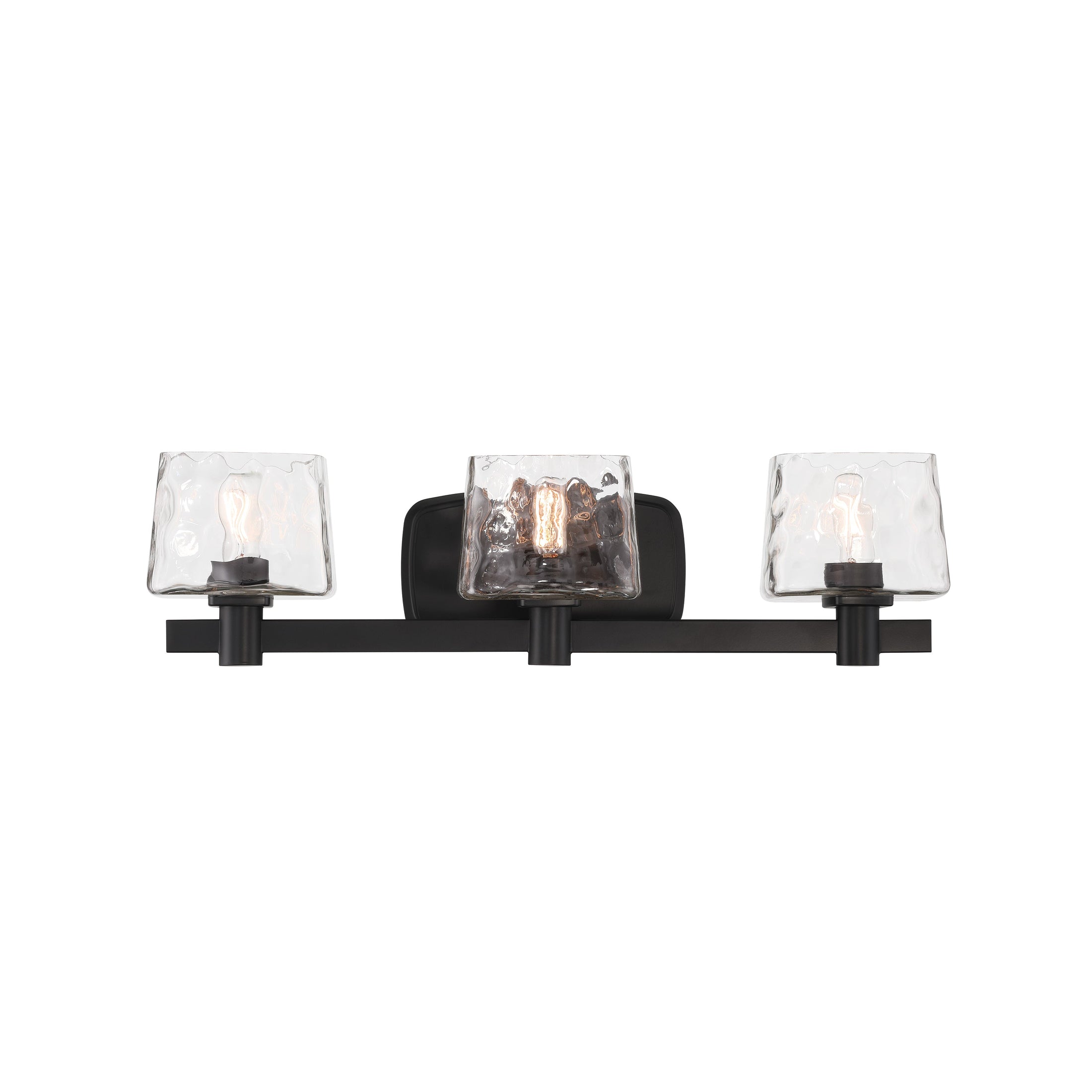 Drysdale Reversible 3 Light Bath Vanity in Coal Black Finish with Clear Hammered Glass - Minka-Lavery