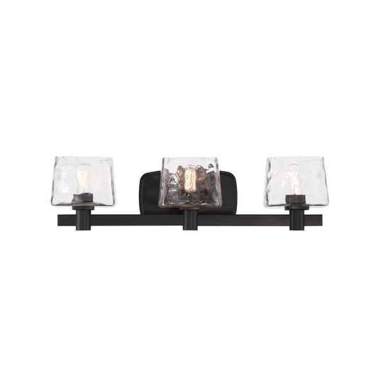 Drysdale Reversible 3 Light Bath Vanity in Coal Black Finish with Clear Hammered Glass - Minka-Lavery