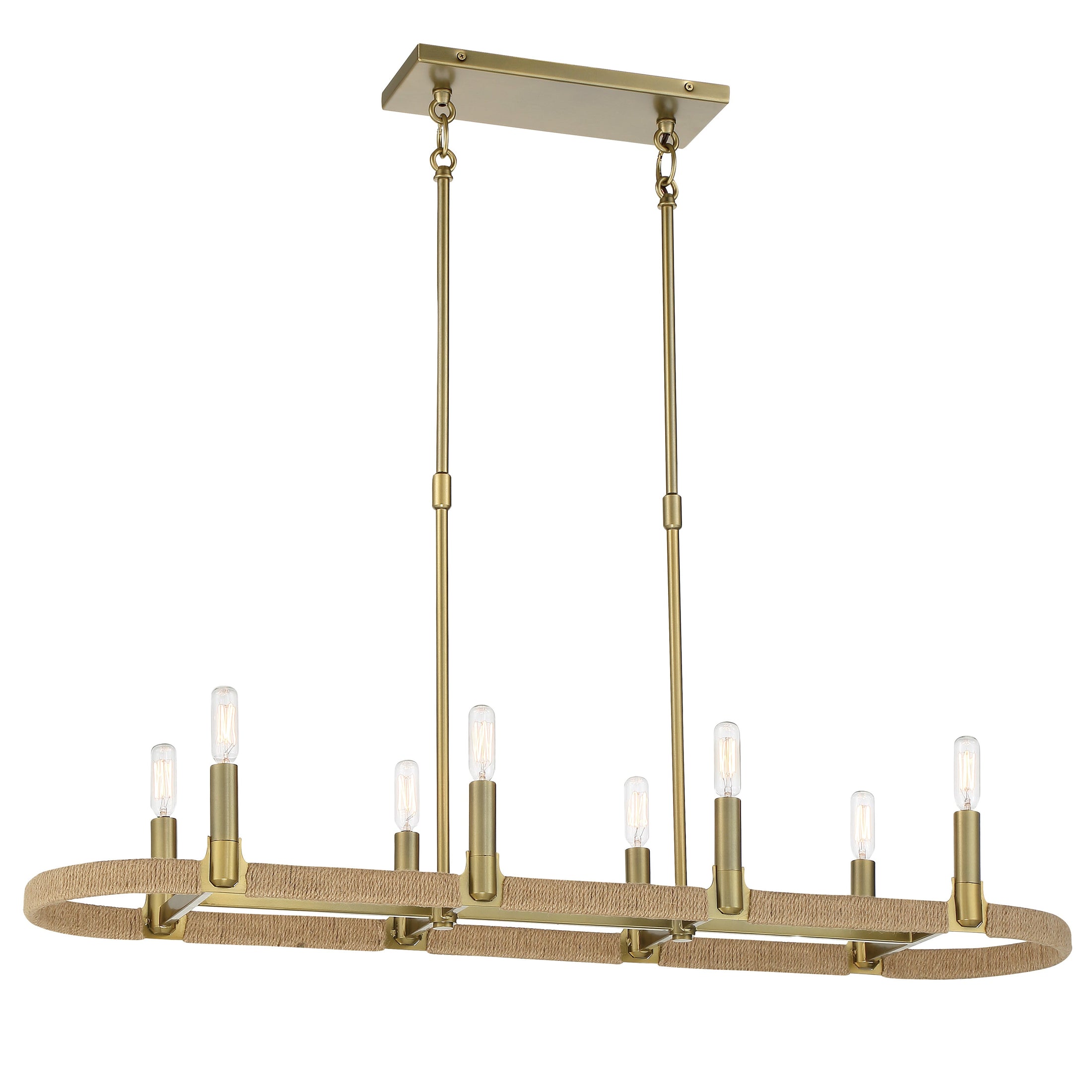 Windward Passage 8 Light Island in Soft Brass Finish with Natural Rope - Minka-Lavery
