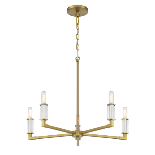 Oro District 5 Light Chandelier with Acrylic Accents in a Soft Brass Finish - Minka-Lavery