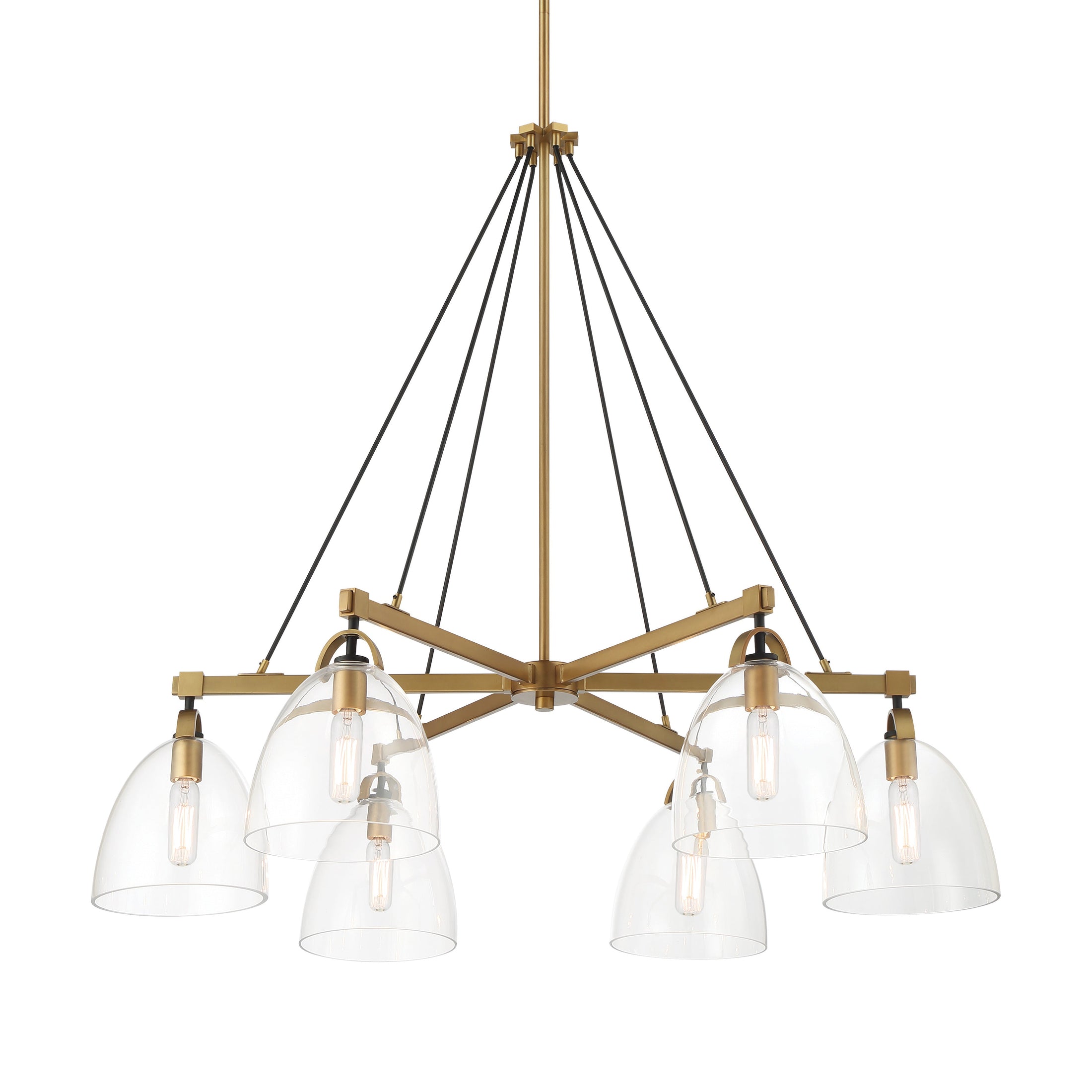 Sommersby 6-Light Chandelier - Legacy Brass and Matte Black with Clear Glass - Minka-Lavery