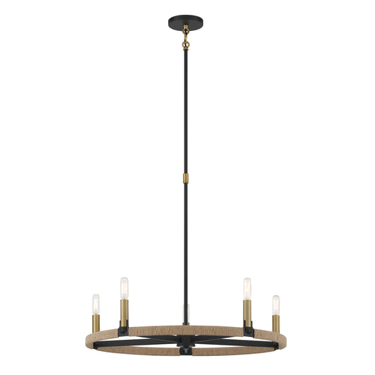 Windward Passage 5 Light Chandelier in Coal Finish with Natural Rope - Minka-Lavery