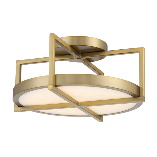 Boada 14" LED Semi Flush in Soft Brass Finish with Faux Alabaster - Minka-Lavery