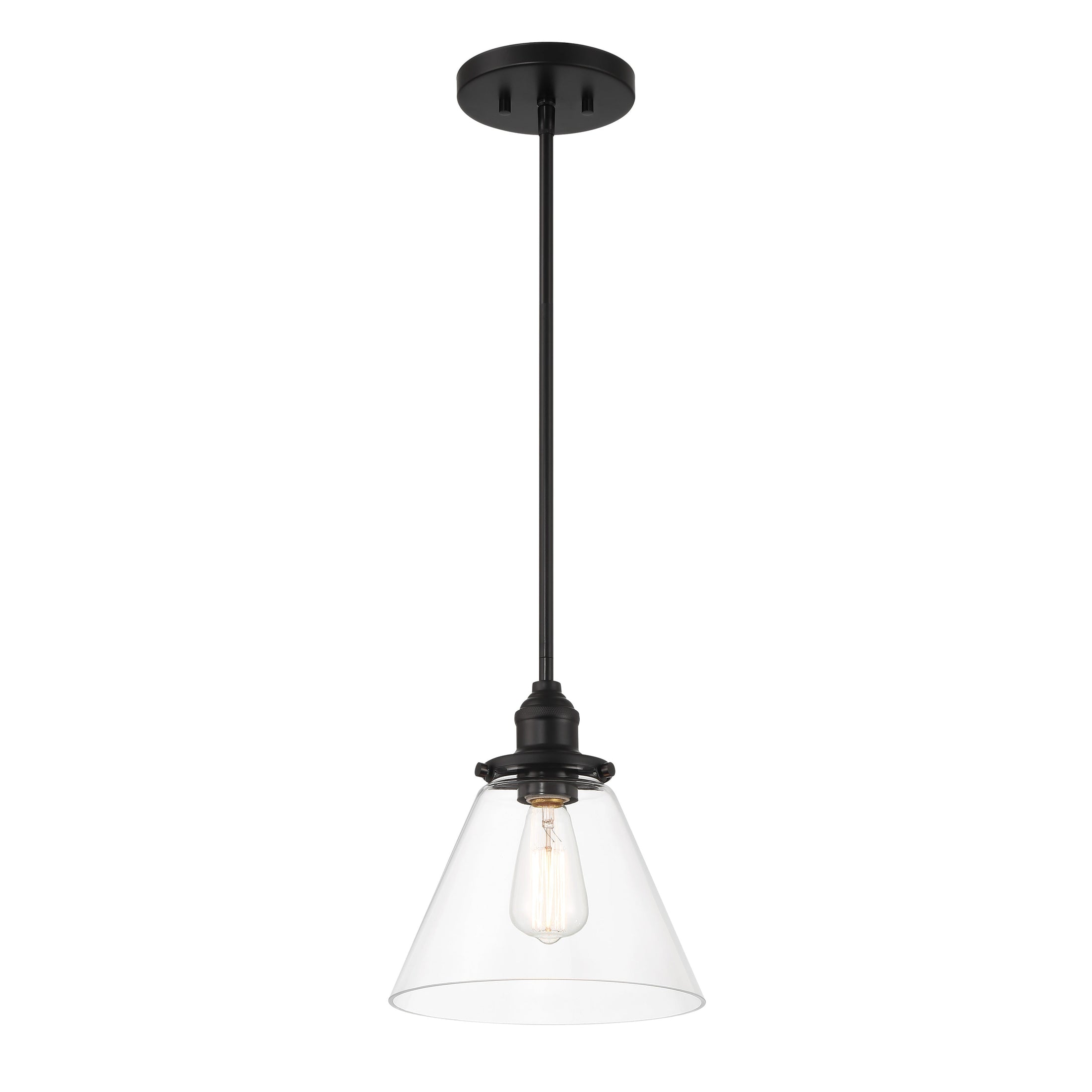 Barwell 1 Light Mini Pendant in Coal Black with Clear Glass - Minka-Lavery