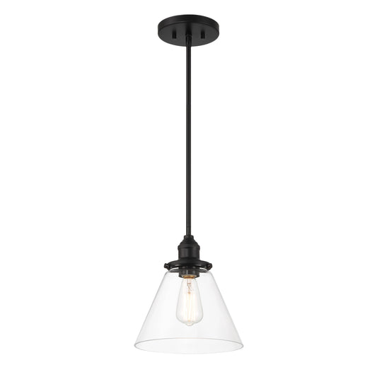 Barwell 1 Light Mini Pendant in Coal Black with Clear Glass - Minka-Lavery