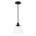 Barwell 1 Light Mini Pendant in Coal Black with Clear Glass - Minka-Lavery