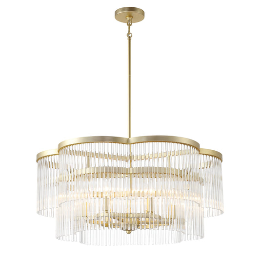 Azura 6 Light Pendant in Heirloom Brass Finish with Prismatic Crystal Rods - Minka-Lavery