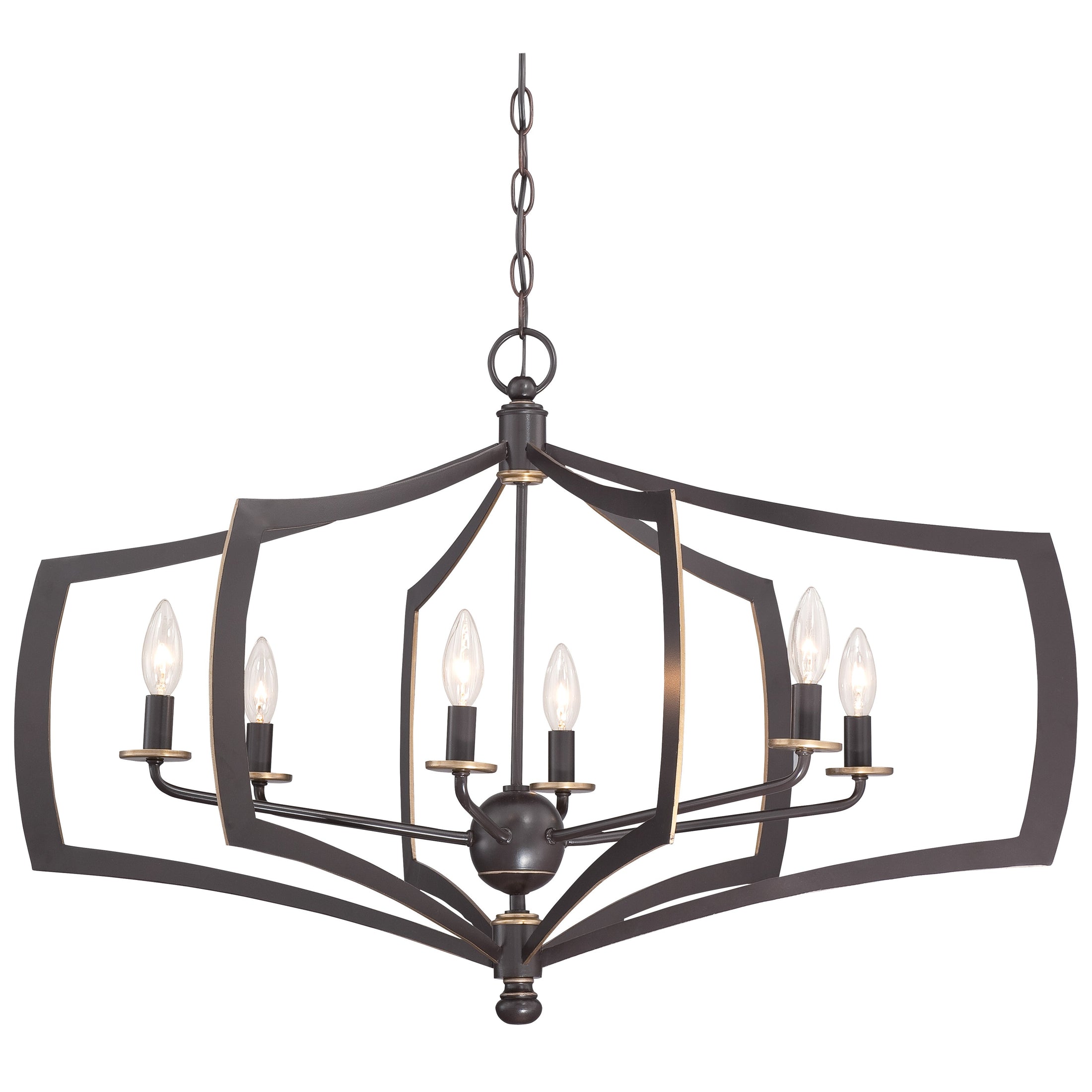 Middletown 6 Light Chandelier in Downton Bronze Finish with Gold Highlights - Minka-Lavery