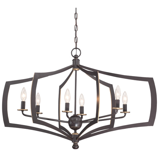 Middletown 6 Light Chandelier in Downton Bronze Finish with Gold Highlights - Minka-Lavery