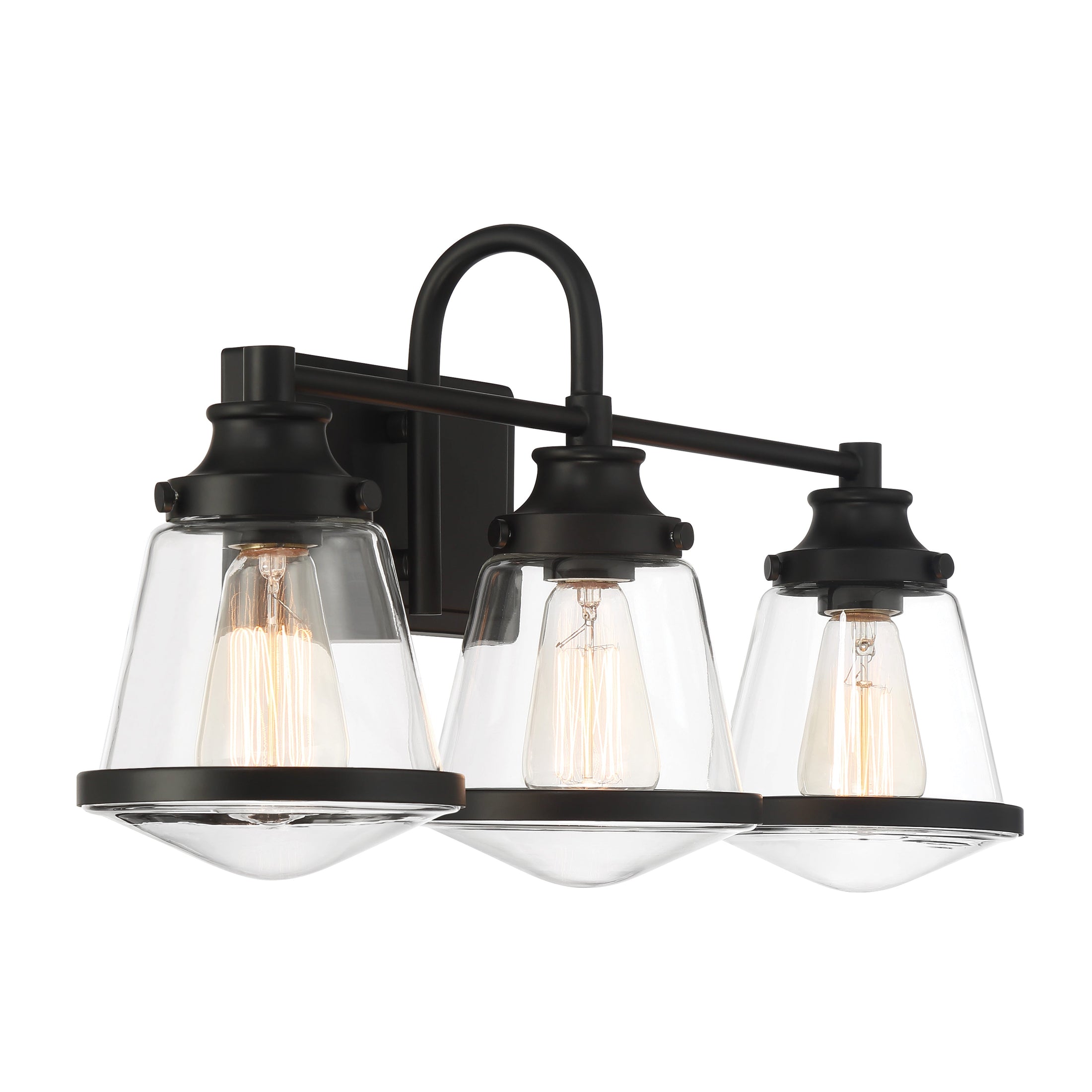 Mannsdale 3 Light Bath Vanity in Coal Black, Reversible with Clear Glass - Minka-Lavery