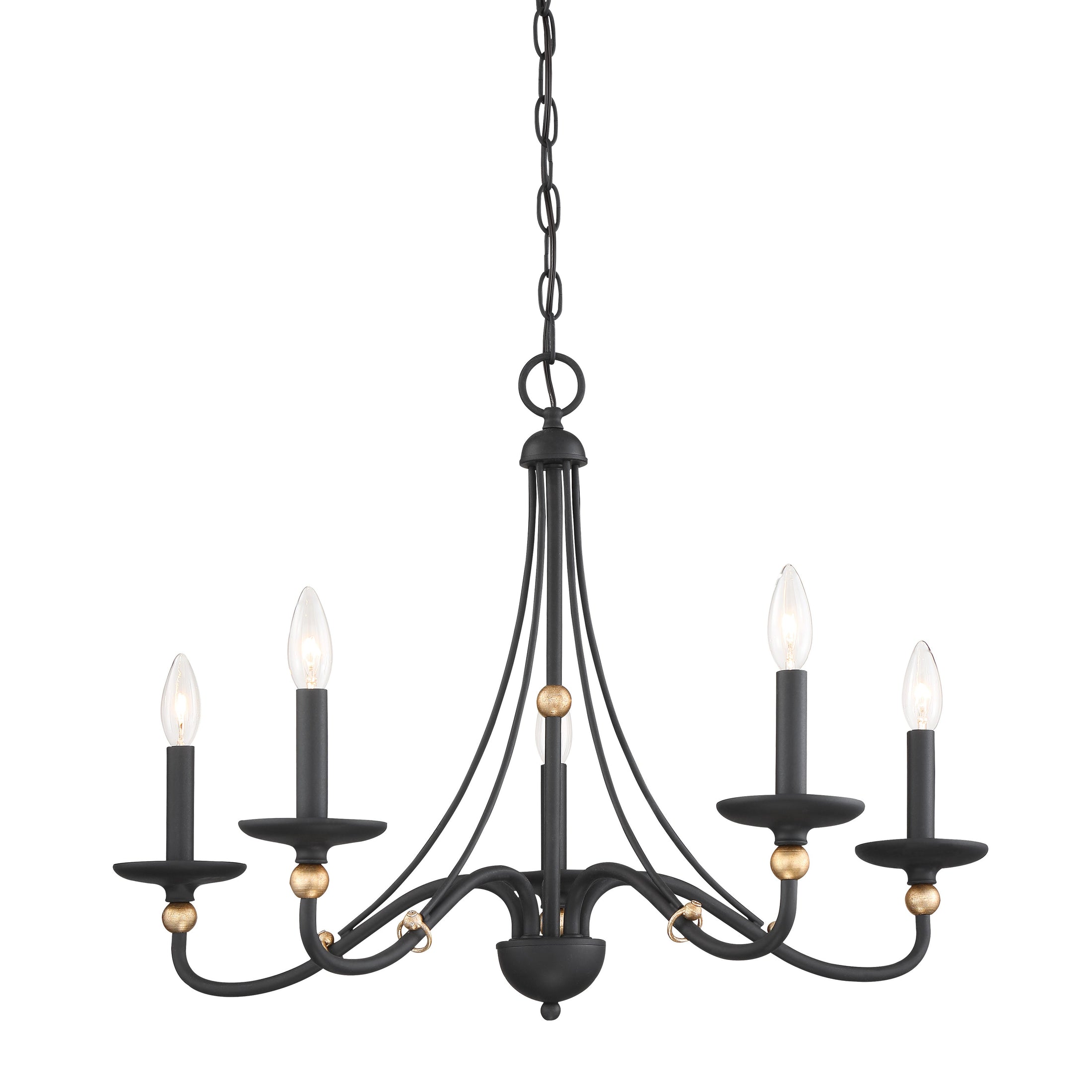 Westchester County 5 Light 28" Chandelier in Sand Coal with Skyline Gold Leaf - Minka-Lavery