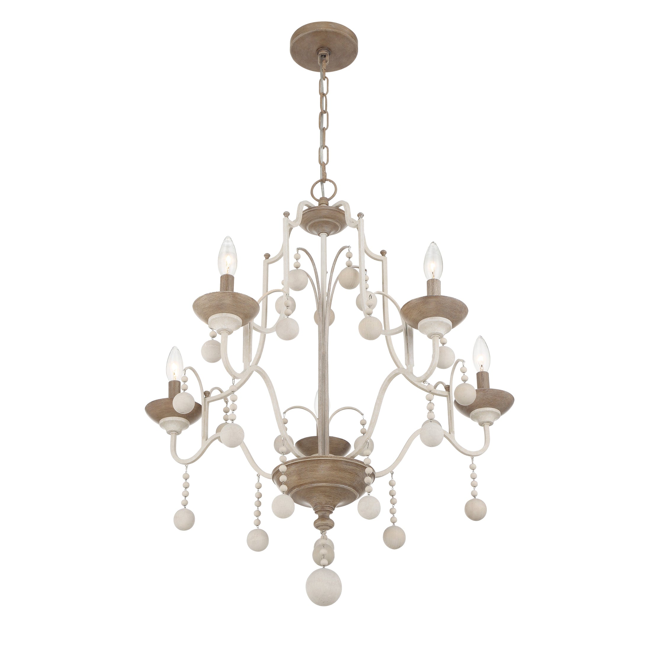 Colonial Charm 9 Light Chandelier in White Wash and Sun Dried Clay finish - Minka-Lavery