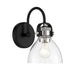 Monico 1 Light Bath in Coal and Polished Nickel Finish with Clear Seedy Glass - Minka-Lavery