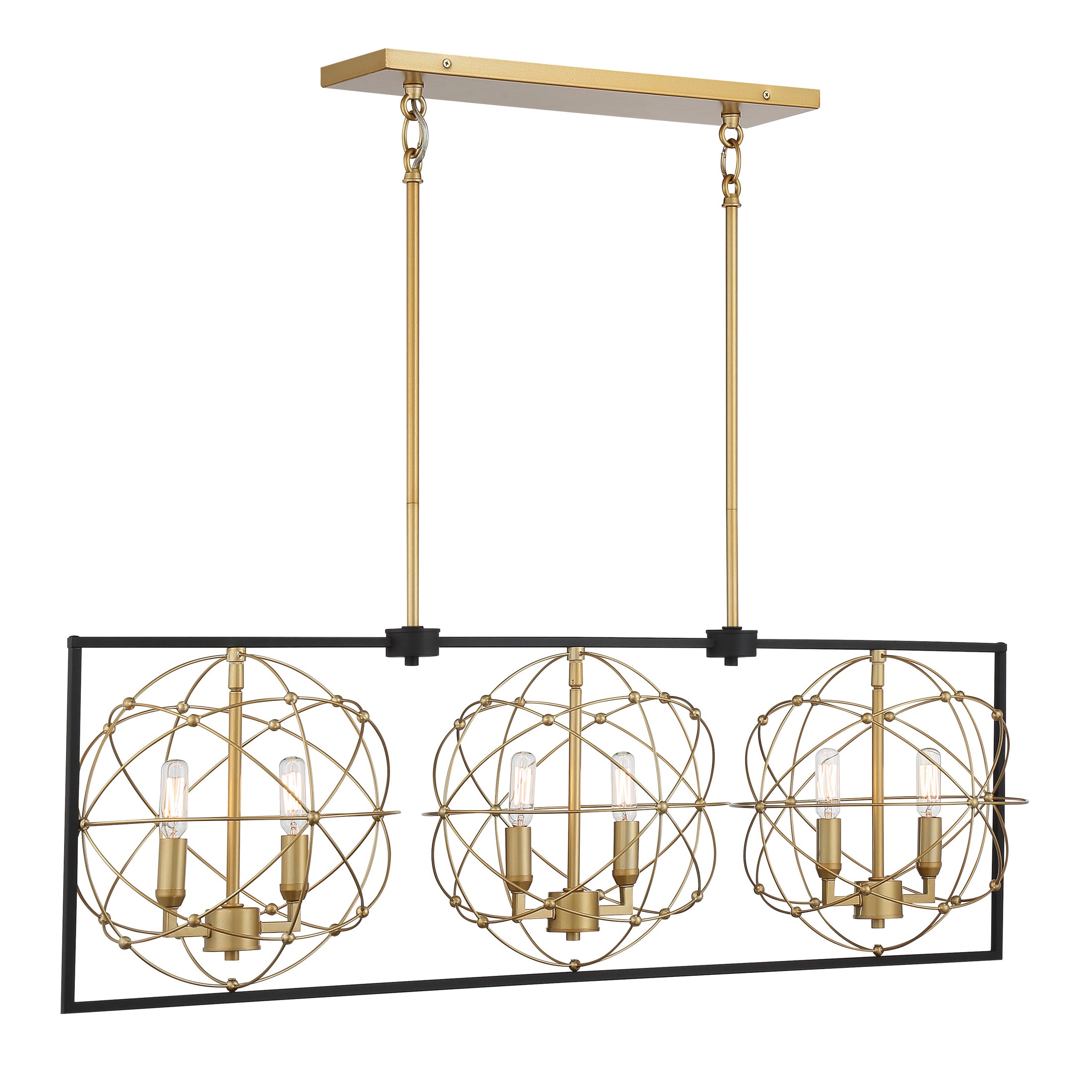 Titans Trace 6 Light Island in Sand Coal and Painted Honey Gold Finish - Minka-Lavery