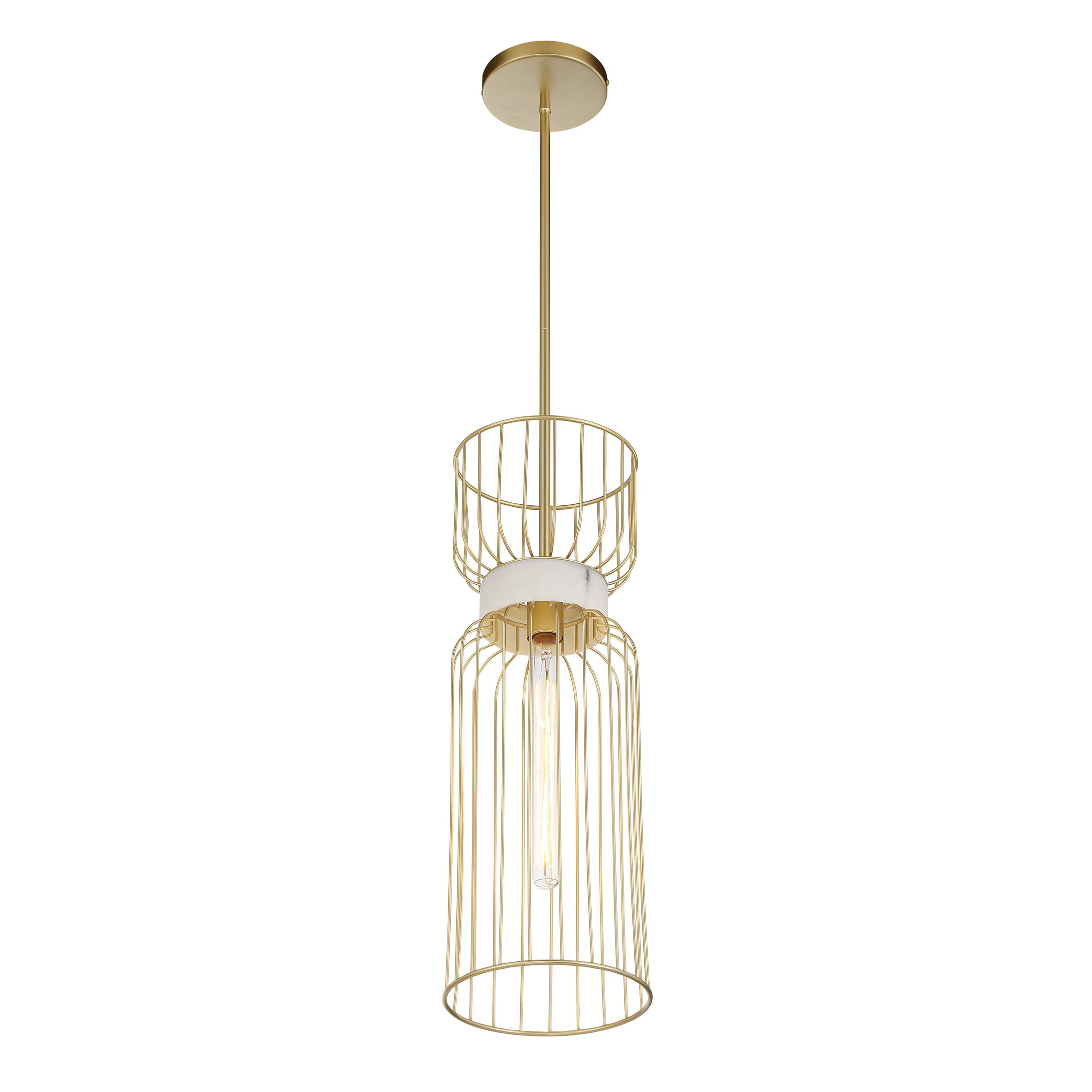 Park Slope by Robin Baron 1 Light Mini Pendant in Nouveau Gold Finish and Faux Alabaster, A Robin Baron Design - Minka-Lavery