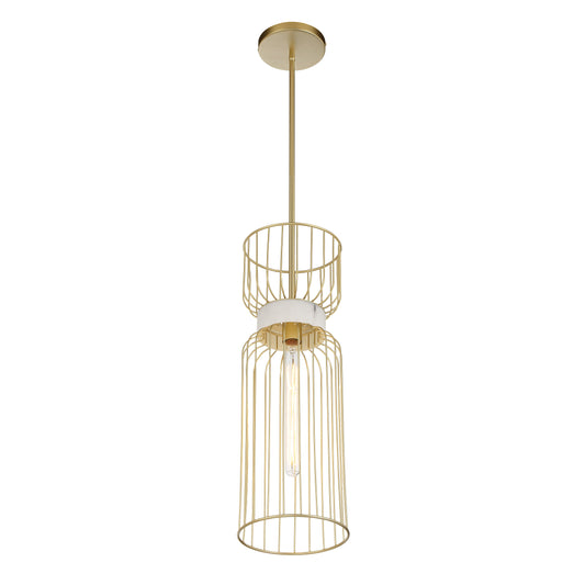 Park Slope by Robin Baron 1 Light Mini Pendant in Nouveau Gold Finish and Faux Alabaster, A Robin Baron Design - Minka-Lavery
