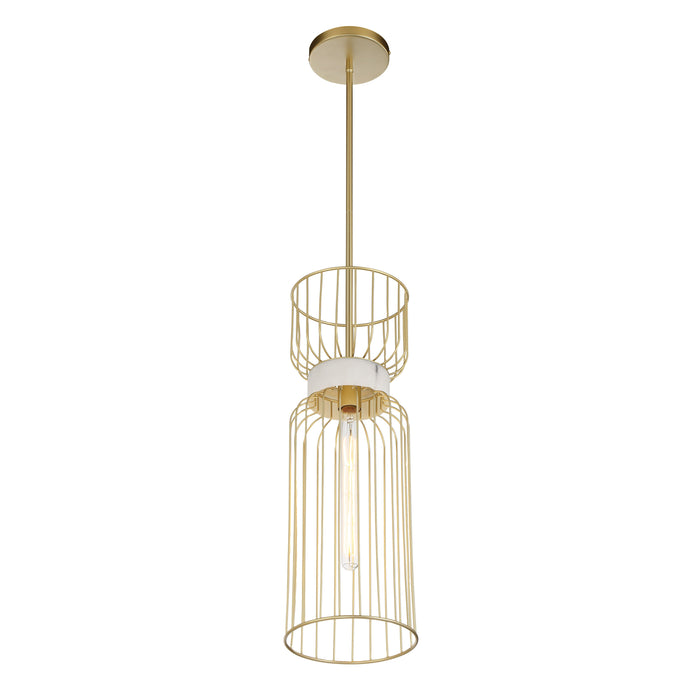 Park Slope by Robin Baron 1 Light Mini Pendant in Nouveau Gold Finish and Faux Alabaster, A Robin Baron Design - Minka-Lavery