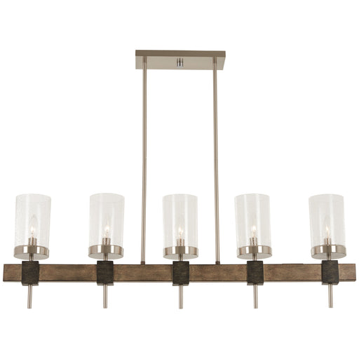 Bridlewood 5 Light Island in Stone Grey with Brushed Nickel Finish with Clear Seeded Glass - Minka-Lavery