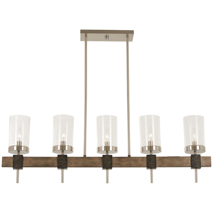 Bridlewood 5 Light Island in Stone Grey with Brushed Nickel Finish with Clear Seeded Glass - Minka-Lavery