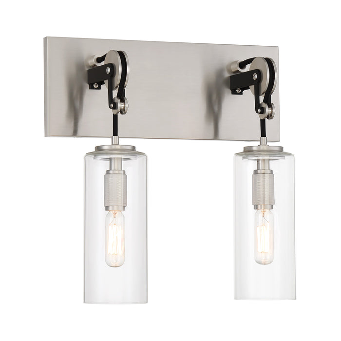 Pullman Junction 2 Light Bath in Brushed Nickel and Coal Finish with Clear Glass - Minka-Lavery