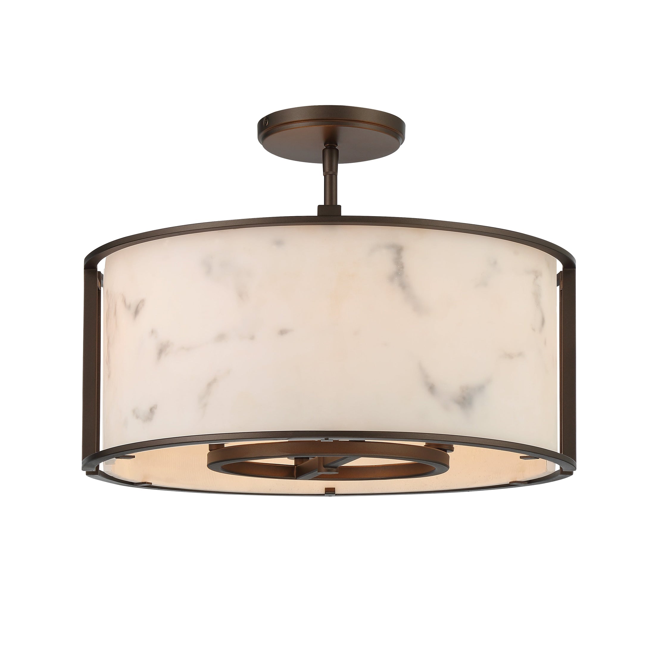 Buchanan 4 Light Semi Flush in Hellenic Bronze Finish with Faux Alabaster Glass - Minka-Lavery