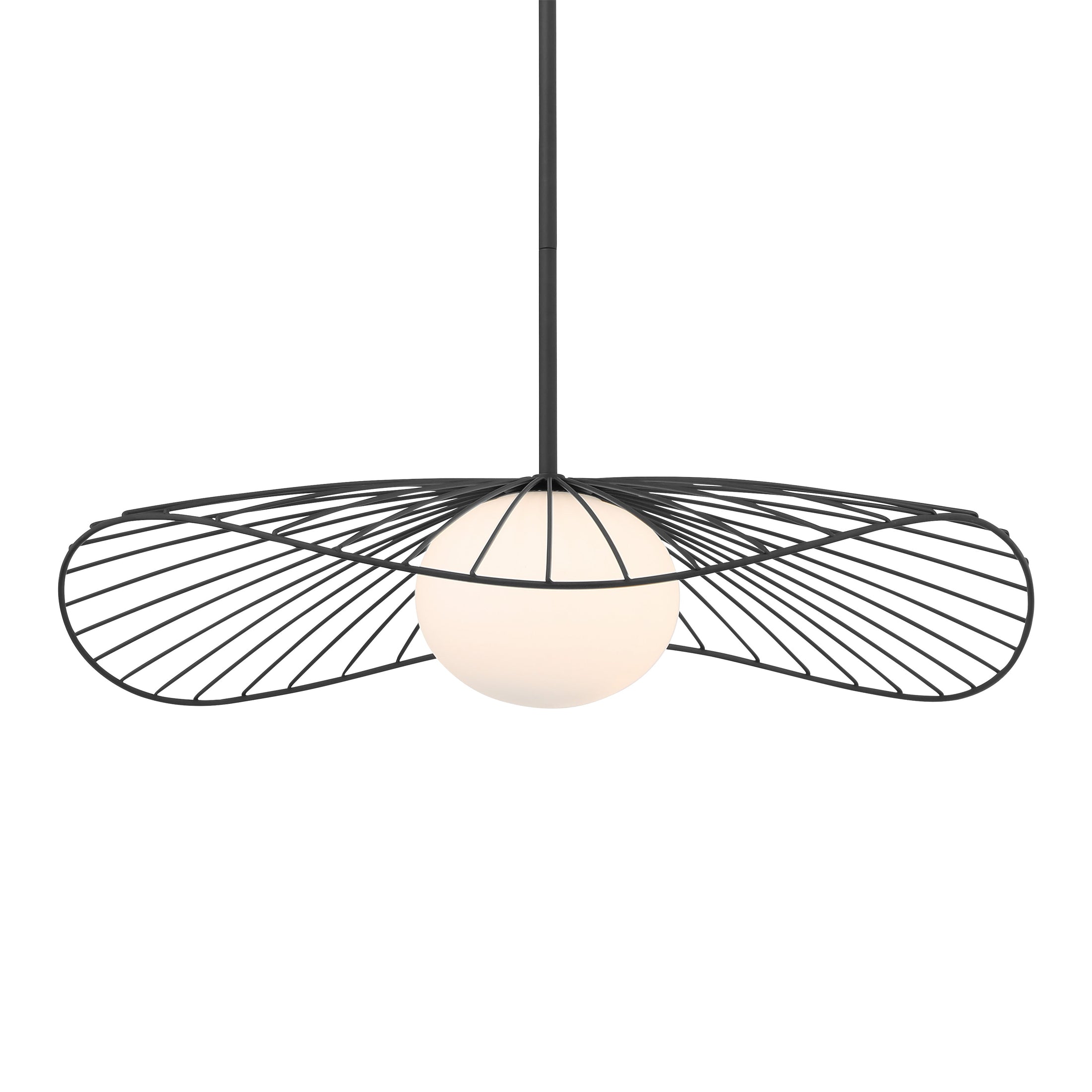 Langley 1-Light Pendant - Dark Matte Black with Etched Opal Glass - Minka-Lavery