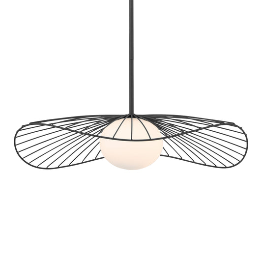 Langley 1-Light Pendant - Dark Matte Black with Etched Opal Glass - Minka-Lavery