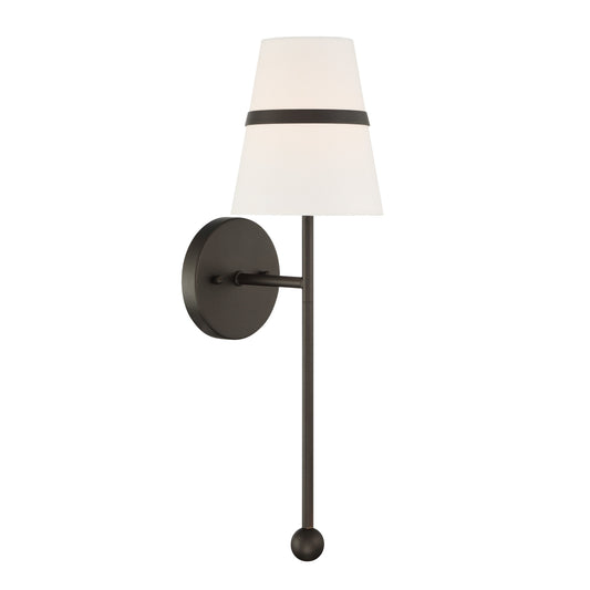 Althia 1-Light Wall Sconce - Textured Dark Bronze with White Linen - Minka-Lavery