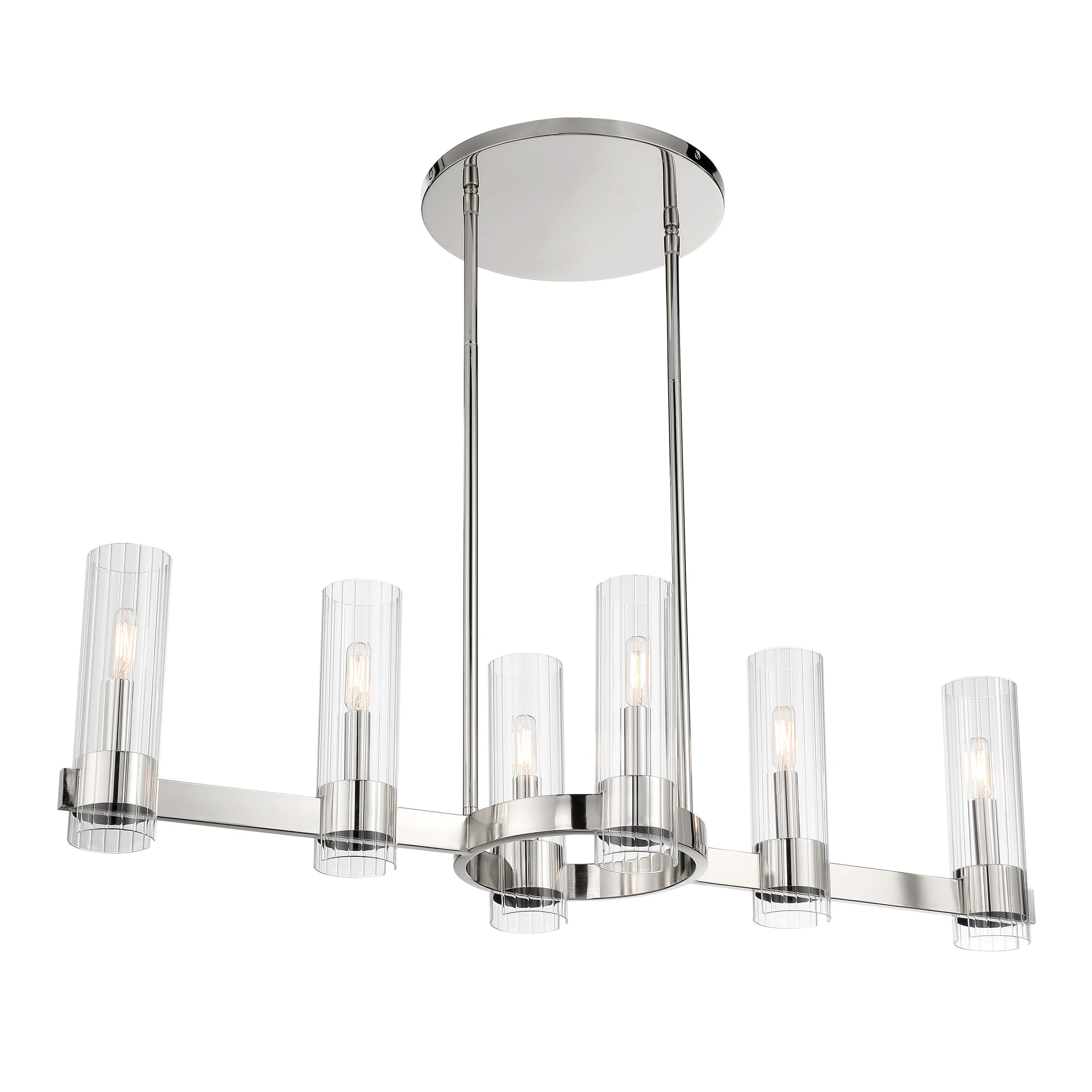 Vernon Place 6 Light Island in Chrome with Clear Ribbed Glass - Minka-Lavery