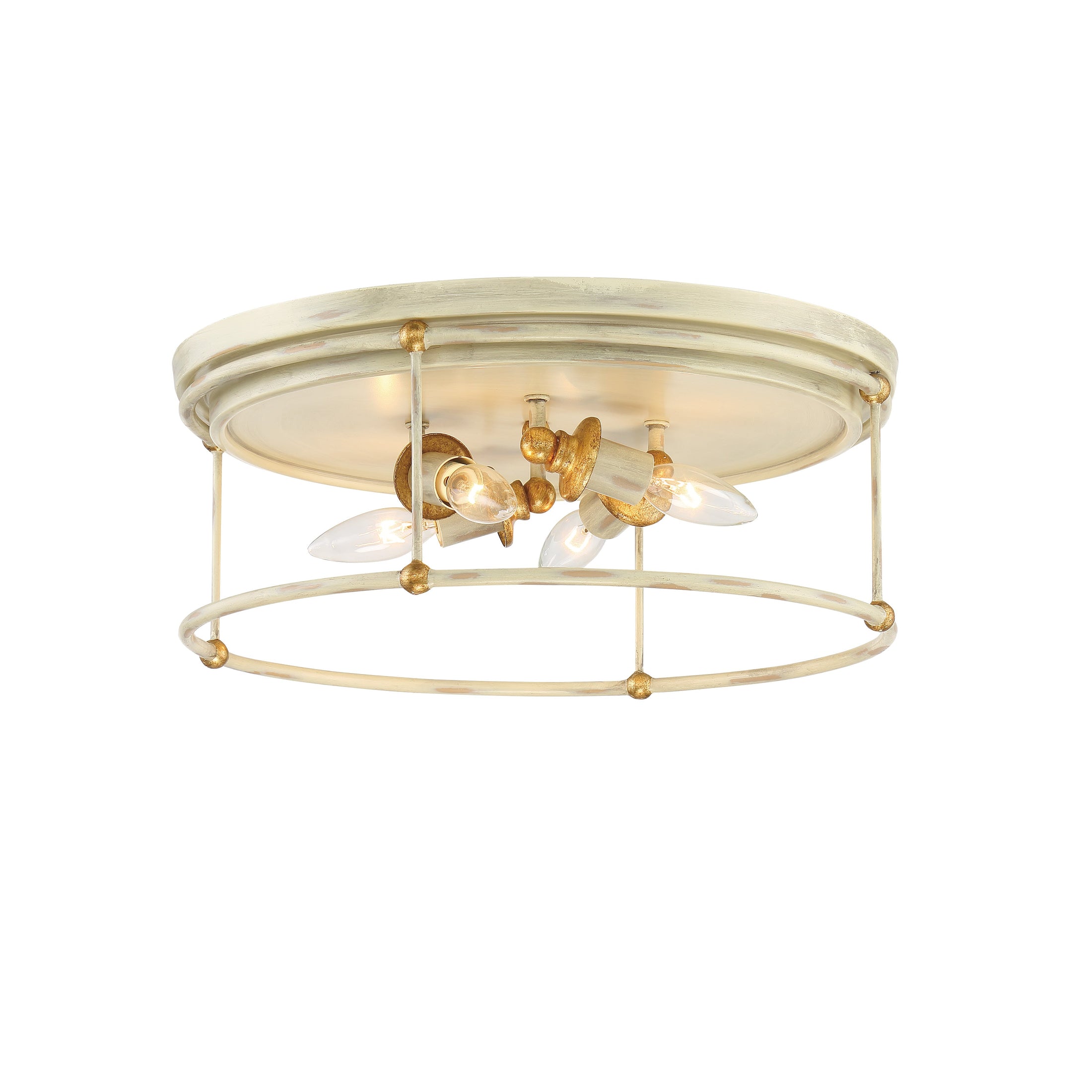 Westchester County 4 Light Flush Mount in Farmhouse White with Gilded Gold Leaf - Minka-Lavery