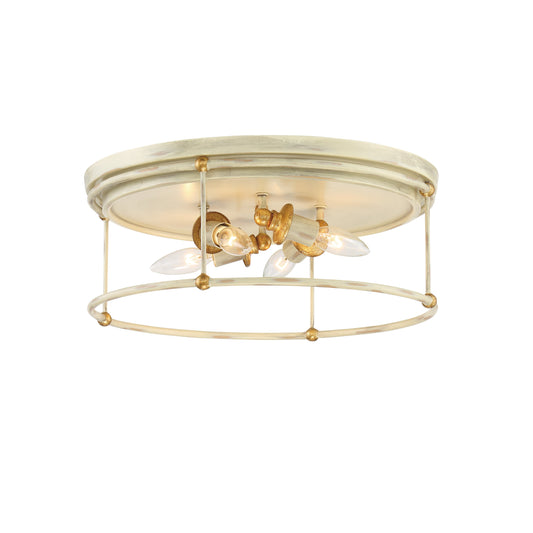 Westchester County 4 Light Flush Mount in Farmhouse White with Gilded Gold Leaf - Minka-Lavery